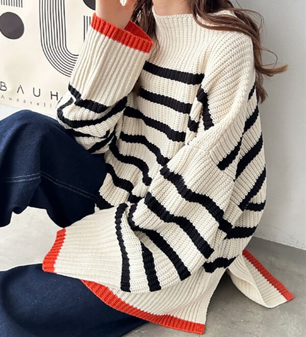 ハイネック配色使いボーダーニット - ベルーナ【公式】 