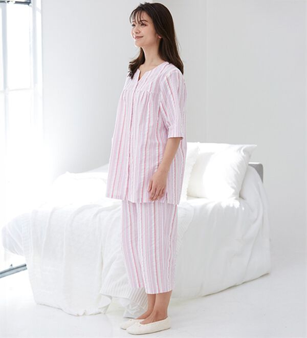 LAVIENNE（ラヴィエンヌ）の「綿１００％サッカーパジャマ（パジャマ・ルームウェア）」｜詳細画像