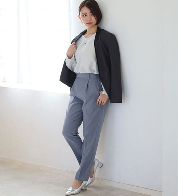 A HAPPY MARILYN（アハッピーマリリン）の「【Ｌ～６Ｌ】＜低身長さん高身長さん対応＞スラっと美脚ストレッチテーパードパンツ（テーパードパンツ）」｜詳細画像