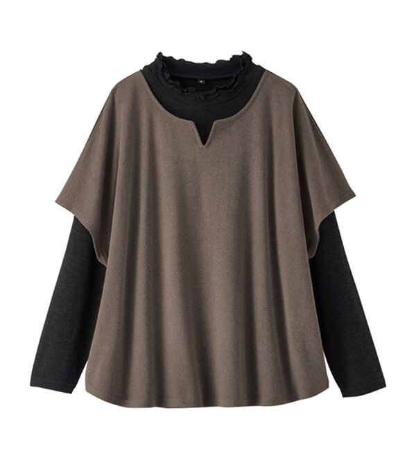 BELLUNA（ベルーナ）の「【2点セット】もちもち素材キーネックポンチョアンサンブル（アンサンブル）」｜詳細画像