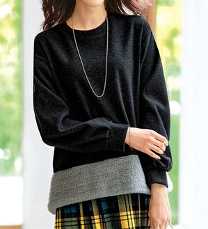 BELLUNA（ベルーナ）の「ラメ入りファー切替デザインプルオーバー（カットソー）」｜詳細画像