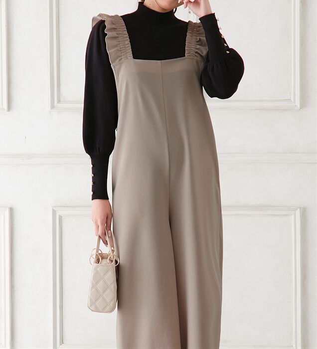 Gauze# リネン アトリエオールインワン ブラック