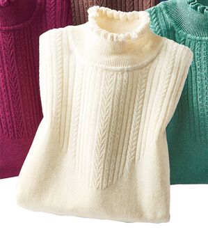 ルフラン（ルフラン）の「お手入れラクなウール混あったかニット（ニット・セーター）」｜ベージュ系