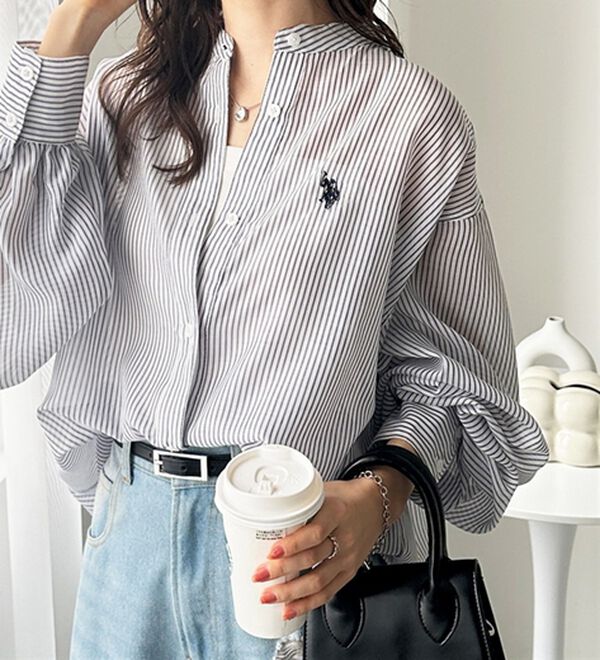 GeeRA（ジーラ）の「【Ｕ．Ｓ．　ＰＯＬＯ　ＡＳＳＮ．】バンドカラーシアーシャツ（シャツ）」｜詳細画像