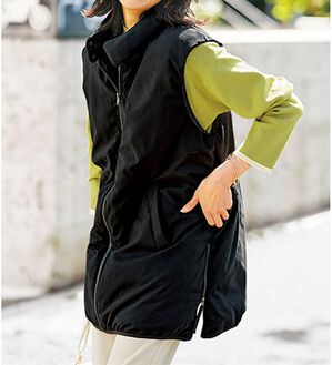 BELLUNA（ベルーナ）の「スタンド衿デザインノンキルト中わたベスト（中わたコート・ベスト）」｜黒