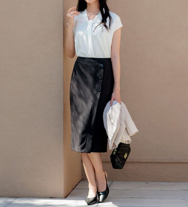 GeeRA（ジーラ）の「【２点】単品使いもできる！ベーシックブラウス＆スカートセットアップ（スカートスーツ）」｜詳細画像