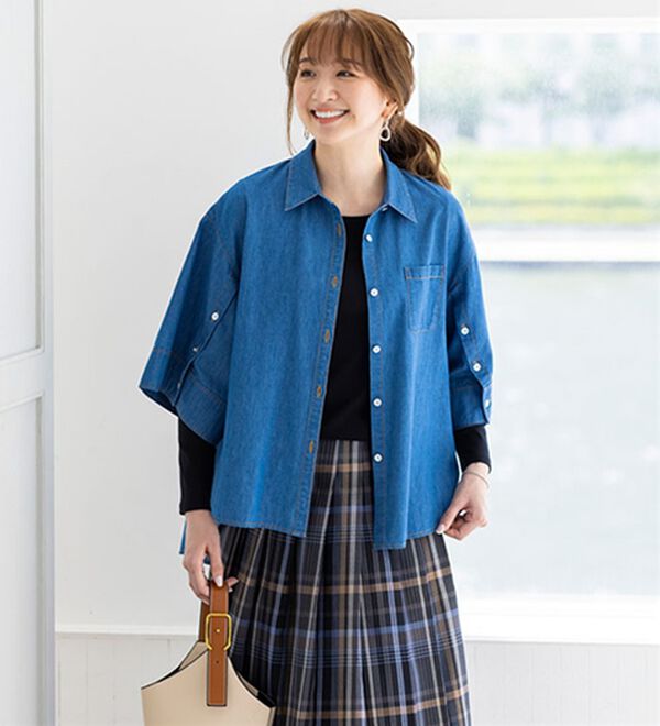 BELLUNA（ベルーナ）の「春の重ね着を楽しむ♪ボタンデザインデニムジャケット（その他ジャケット）」｜詳細画像