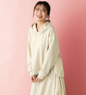 BELLUNA（ベルーナ）の「【ＳＭＡＲＴ　ＥＣＯ　ＪＥＲＳＥＹ】異素材切替フーディープルオーバー（カットソー）」｜アイボリー