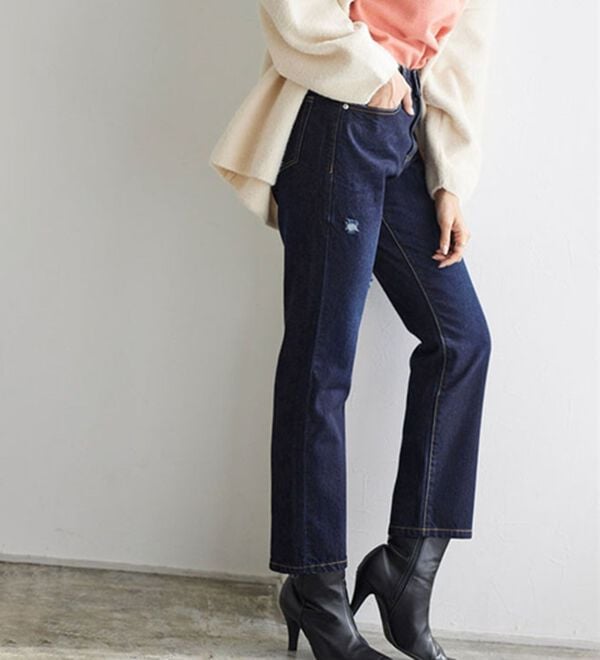 Pierrot（ピエロ）の「【選べる丈】ハイウエストストレートデニム（フルレングスパンツ）」｜詳細画像