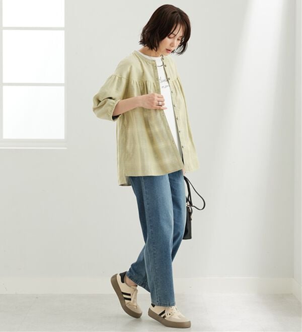 BELLUNA（ベルーナ）の「ダブルガーゼ素材切替デザインブラウス（ブラウス）」｜詳細画像