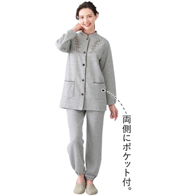 LAVIENNE（ラヴィエンヌ）の「小柄さんの刺しゅうキルトパジャマ　単品（パジャマ・ルームウェア）」｜詳細画像