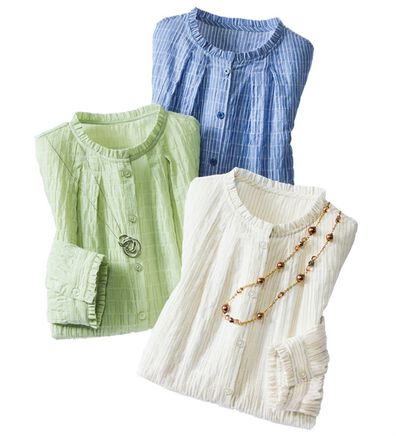 ルフラン（ルフラン）の「【３色組】ワッシャー素材のストライプシャツ（シャツ）」