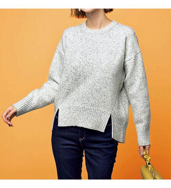 VINNO（ヴィノ）の「ミックスヤーン編地変化ニットプルオーバー（ニット・セーター）」｜詳細画像