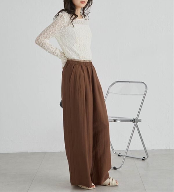 RANAN（ラナン）の「ダブルウエストシアーイージーパンツ（ワイドパンツ・ガウチョ）」｜詳細画像