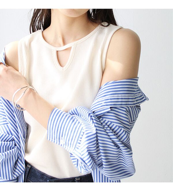 GeeRA（ジーラ）の「前後２ｗａｙスリットネックワッフルタンクトップ（タンクトップ・キャミソール）」｜詳細画像