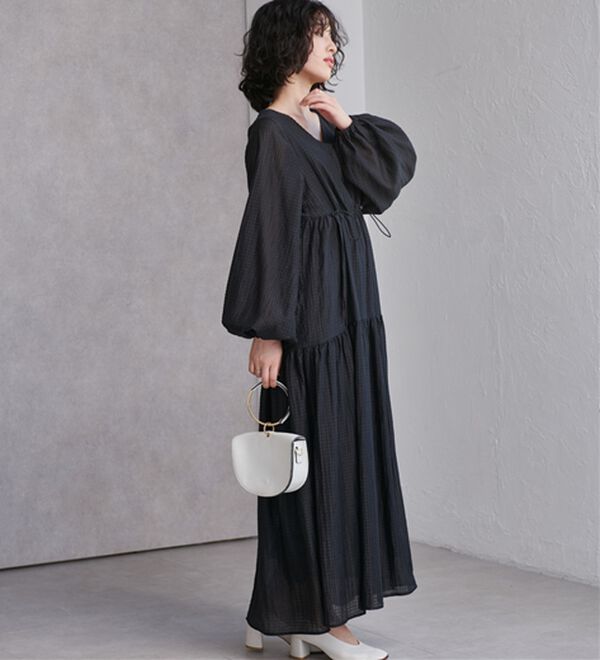 RANAN（ラナン）の「シアーチェックドロストギャザーティアードワンピ（その他ワンピース）」｜詳細画像