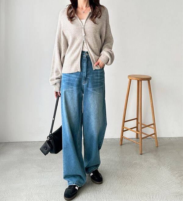 GeeRA（ジーラ）の「ハイウエストストレートデニム（ワイドパンツ・ガウチョ）」｜詳細画像