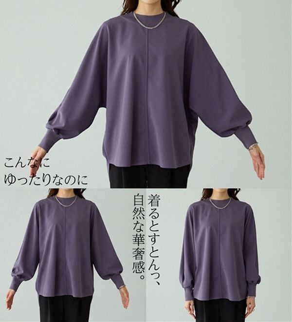 BELLUNA（ベルーナ）の「Ｔシャツ感覚なのにきちんとブラウス見え！カットジョーゼットプルオーバー（ブラウス）」｜詳細画像