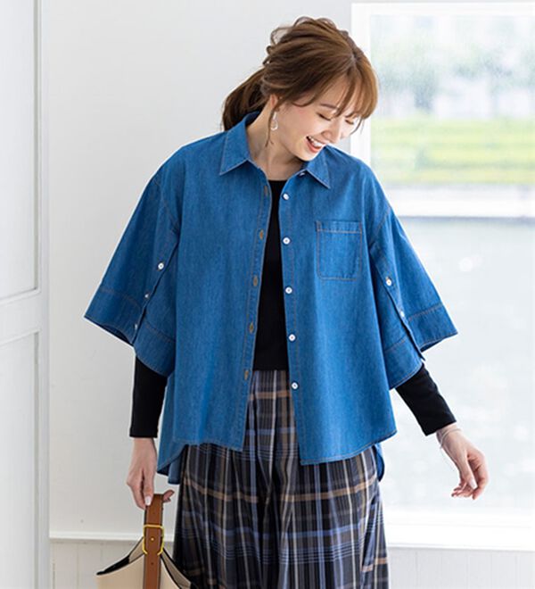 BELLUNA（ベルーナ）の「春の重ね着を楽しむ♪ボタンデザインデニムジャケット（その他ジャケット）」｜詳細画像