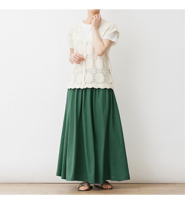 Viola e Viola（ヴィオラ エ ヴィオラ）の「【接触冷感機能付】ひんやり冷感ギャザーフレアースカート（ロングスカート）」｜詳細画像