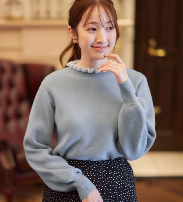 alotta（アロッタ）の「毛布のように温かい　裏シャギーパフ袖ニット（ニット・セーター）」｜詳細画像