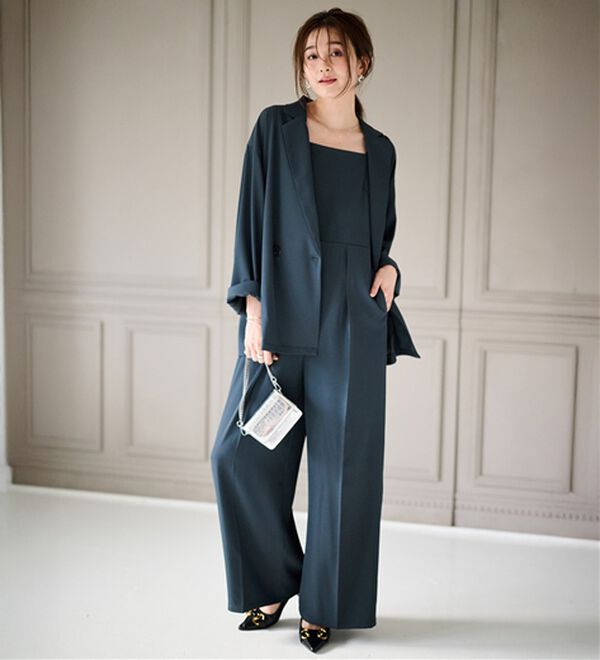 RANAN（ラナン）の「ジャケット＆サロペットドレスセット（パンツスーツ）」｜グレー