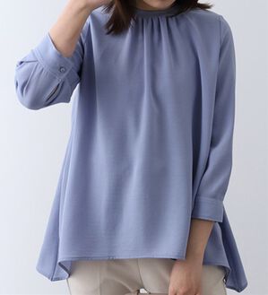 BELLUNA（ベルーナ）の「衿リブ使いブラウス（ブラウス）」｜ブルー