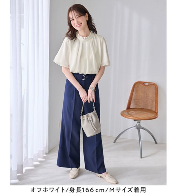 Viola e Viola（ヴィオラ エ ヴィオラ）の「フリル衿シフォンタックブラウス【半袖】（ブラウス）」｜詳細画像