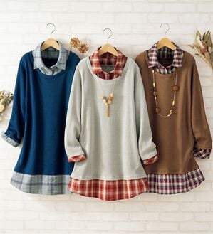 ルフラン（ルフラン）の「【３色組】１枚で完成！重ね着風チュニック（チュニック）」｜3色組