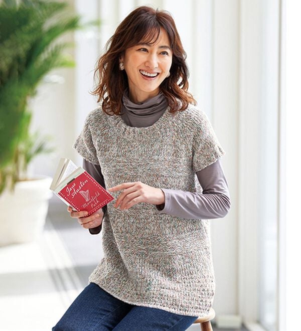 BELLUNA（ベルーナ）の「【２枚組】メランジニットキャップベスト（ベスト）」｜詳細画像