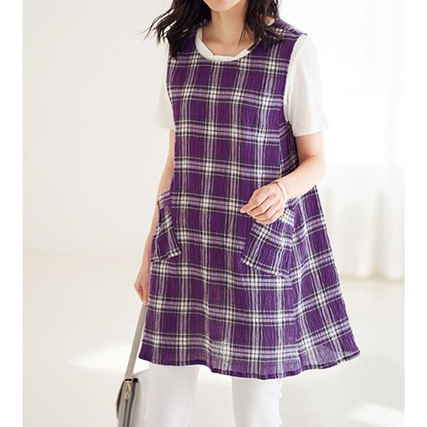 BELLUNA（ベルーナ）の「綿混楊柳素材ノースリーブチュニック（チュニック）」｜詳細画像