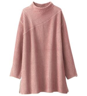 BELLUNA（ベルーナ）の「ストライプジャカード切替チュニック（チュニック）」｜ピンク系