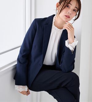 RANAN（ラナン）の「【選べる衿】洗える！春夏ロングシーズン着用可能ベーシック２点ライトスーツ（パンツスーツ）」｜ネイビー／テーラード