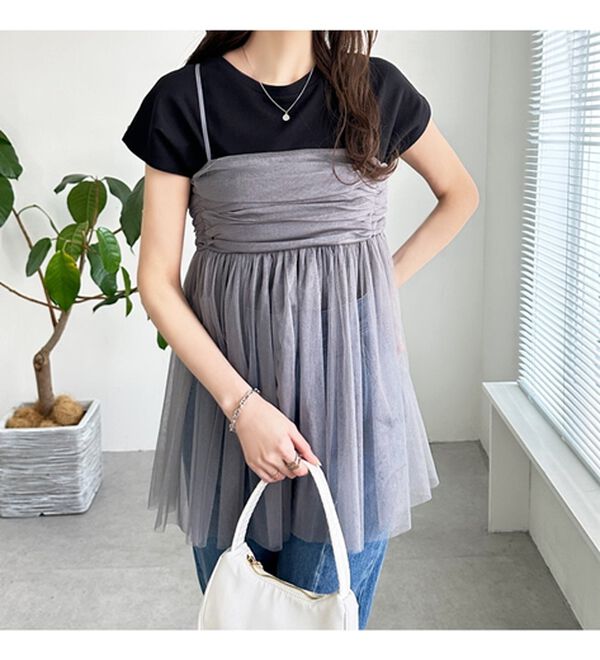 GeeRA（ジーラ）の「ラメチュールギャザーキャミチュニック（チュニック）」｜詳細画像