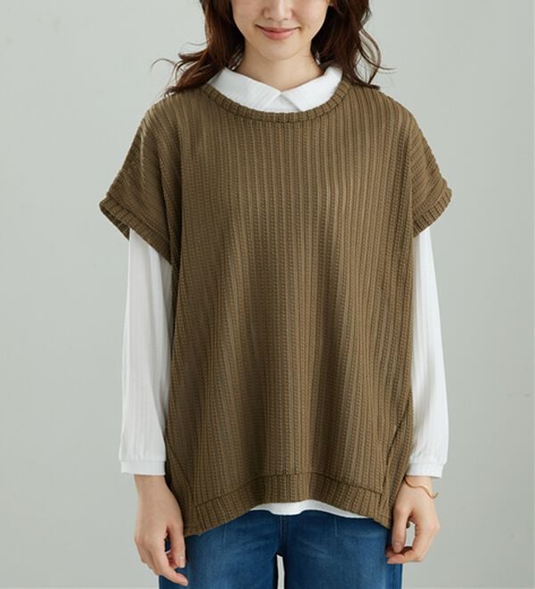 BELLUNA（ベルーナ）の「【インナー付き】透かしドルマンベストアンサンブル（アンサンブル）」｜詳細画像