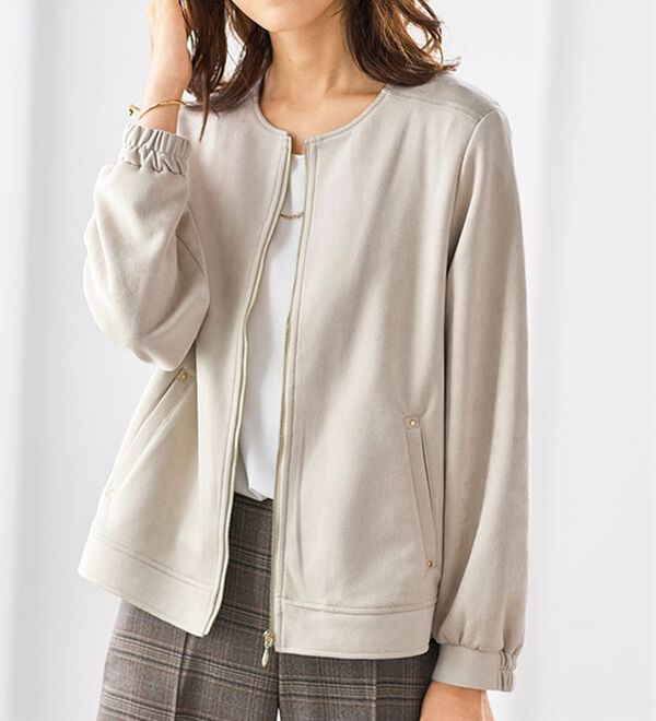 スエード調素材ノーカラージャケット - ベルーナ【公式】