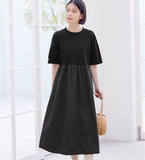 Viola e Viola（ヴィオラ エ ヴィオラ）の「さらひやりコーデ楽ちんドッキングワンピ―ス（ドッキングワンピース）」｜ブラック