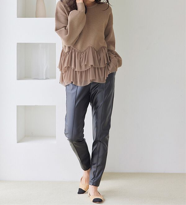 RANAN（ラナン）の「＜ムースタッチライト＞洗える！裾チュールドッキングニット（ニット・セーター）」｜詳細画像