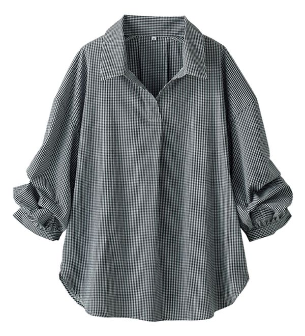 BELLUNA（ベルーナ）の「【新色追加】袖タックデザインスキッパーシャツ（シャツ）」｜詳細画像