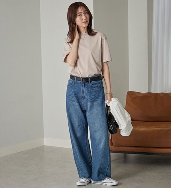 BELLUNA（ベルーナ）の「【選べる袖丈】＜エアリーアイスコットン＞オーバーサイズＴシャツ（カットソー）」｜詳細画像