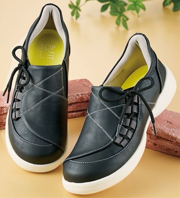 「トップフィット　手を使わず履ける楽ちん防水シューズ（スリッポン）」｜ブラック