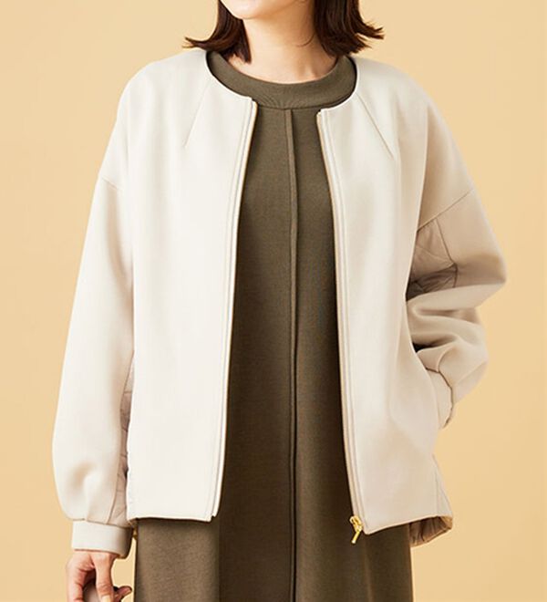 BELLUNA（ベルーナ）の「中わたキルト切替ノーカラージャケット（ノーカラージャケット）」｜詳細画像