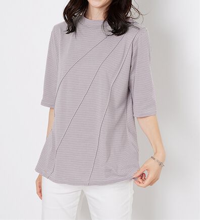 BELLUNA（ベルーナ）の「細ボーダータックデザインチュニック（チュニック）」