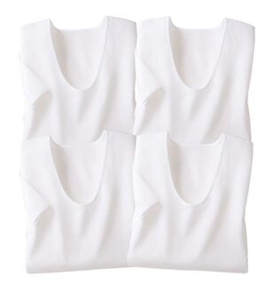 「楽兵衛・和のインナーシリーズ（クレープ）（メンズ肌着・インナーウェア）」｜半袖U首 4枚組