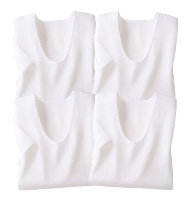 「楽兵衛・和のインナーシリーズ（クレープ）（メンズ肌着・インナーウェア）」｜半袖U首 4枚組