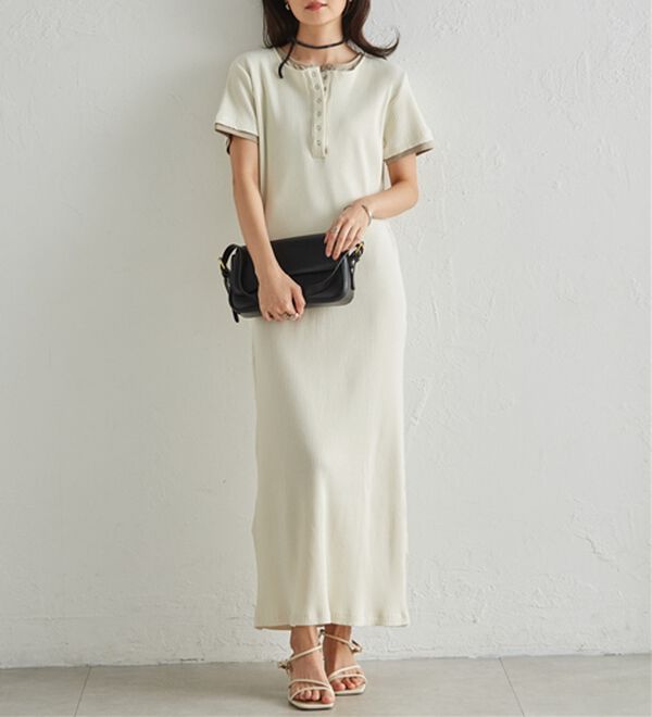 RANAN（ラナン）の「レイヤードヘンリーネックリブワンピース（カットソーワンピース）」｜詳細画像