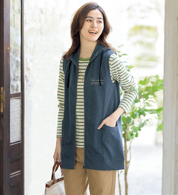 ルフラン（ルフラン）の「【２色組】やわらかお出かけパーカーベスト（ベスト）」｜詳細画像