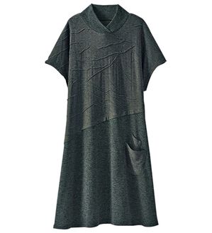 BELLUNA（ベルーナ）の「タックジャカード素材切替チュニック（チュニック）」｜杢チャコール