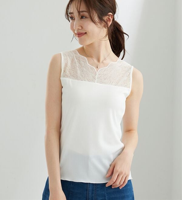 BELLUNA（ベルーナ）の「レース素材カップ付タンクトップ（タンクトップ・キャミソール）」｜詳細画像