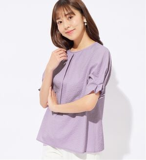 alotta（アロッタ）の「【接触冷感】ぽこぽこ素材袖タックブラウス（ブラウス）」｜ラベンダー